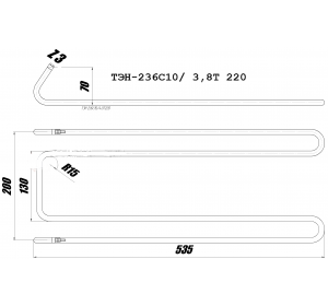 ТЭН-236C10/3,8T220 для Электросковороды ЭС-90